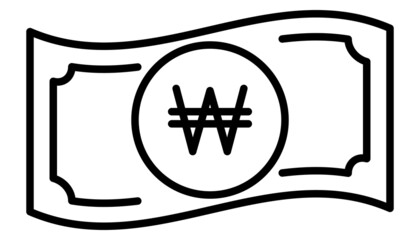 大韓民国ウォン　朝鮮民主主義人民共和国ウォン　紙幣　ラインアイコン