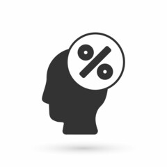 Grey Discount percent tag icon isolated on white background. Shopping tag sign. Special offer sign. Discount coupons symbol. Vector