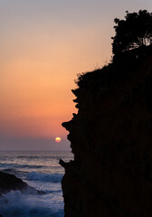 Beautiful sunset on the Biarritz coast in the Basque Country