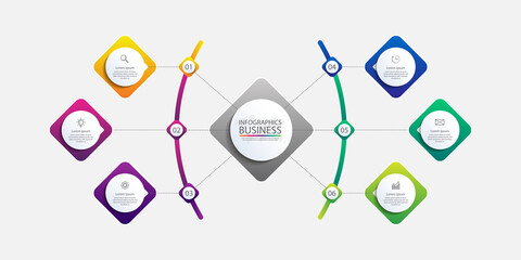 Presentation business infographic template colorful with 6 step
