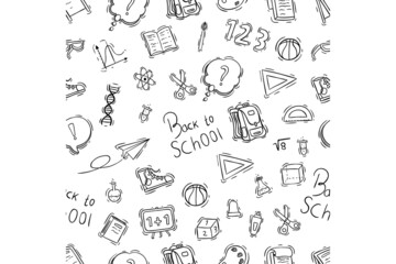 back to school doodle icons in seamless pattern