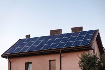 Solar panel house. House with solar panel energy