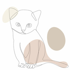kitten drawing with one continuous line, sketch