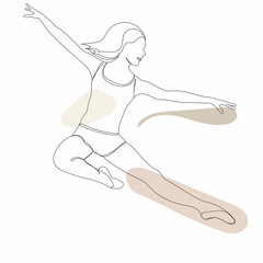 girl jumping one continuous line drawing, sketch
