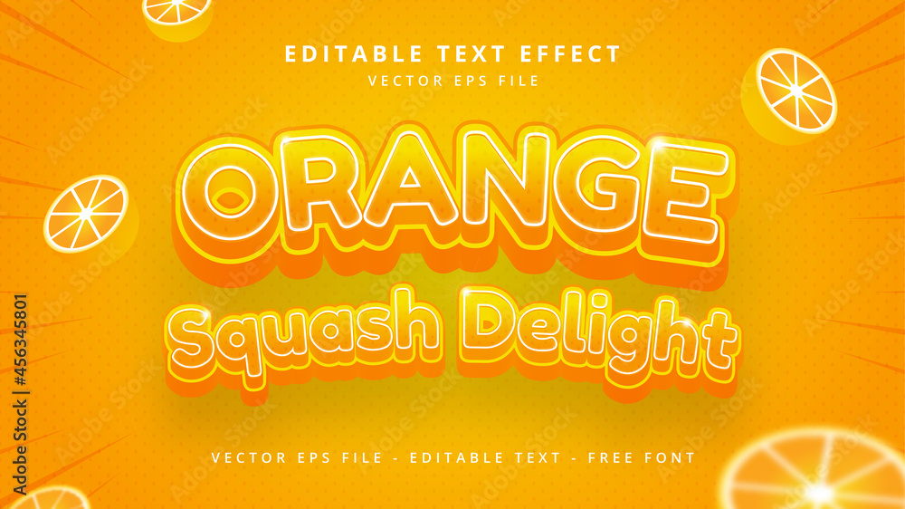 Aufkleber orange fruit editable 3d vector text style effect. editable illustrator text style.