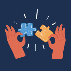Vector illustration of puzzle in human hands