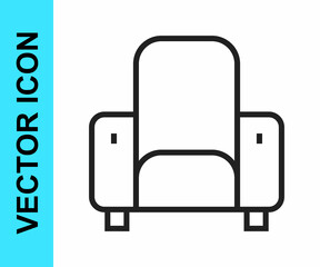 Black line Cinema chair icon isolated on white background. Vector