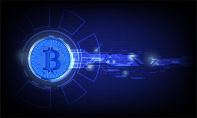 Business concept of Digital cryptocurrency bitcoin futuristic digital money and technology worldwide network. Abstract blue background technology. vector, illustration
