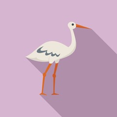 Baby stork icon flat vector. Japanese bird
