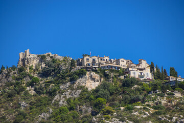 Fototapeta na wymiar Eze medieval village exterior hilltop view, South of France.