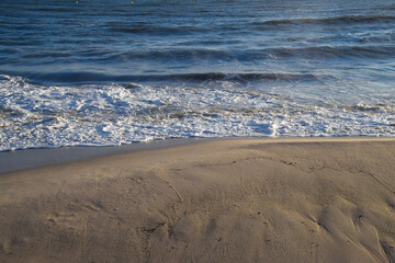 Sandy beach and sea in Cannes, South of France