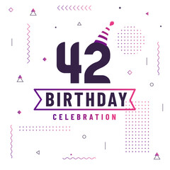 Fototapeta premium 42 years birthday greetings card, 42 birthday celebration background free vector.