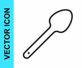 Black line Teaspoon icon isolated on white background. Cooking utensil. Cutlery sign. Vector
