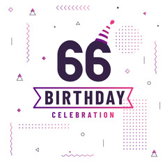 Fototapeta premium 66 years birthday greetings card, 66 birthday celebration background free vector.