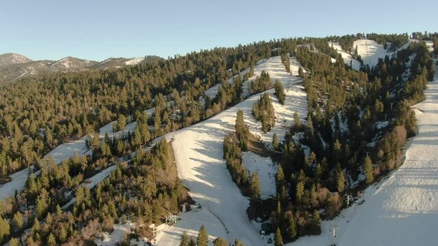 Big Bear Sunset Ski Resort Aerial Shot San Bernardino Mountains L California USA