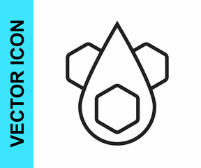 Black line Honeycomb icon isolated on white background. Honey cells symbol. Sweet natural food. Vector