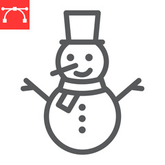Snowman line icon, holiday and christmas, snowman vector icon, vector graphics, editable stroke outline sign, eps 10.