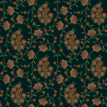 Green floral allover pattern design background