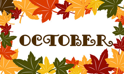 Vector October Autumn Banner. Web Banner Template. Vector Illustration.