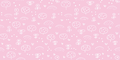 Floral illustration background. Seamless pattern.Vector. 花のパターン