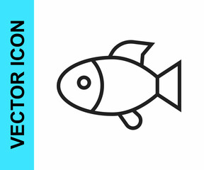 Black line Fish icon isolated on white background. Vector