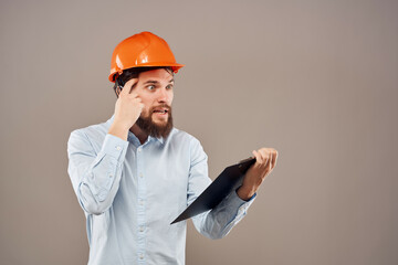 bearded man work in the construction industry success isolated background