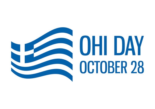 Ohi Day public holiday in Greece and Cyprus vector. Waving Greek flag icon vector isolated on a white background. Ohi Day Poster, October 28. Important day