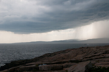 Clouds and rain off the Schoodic coast in Maine