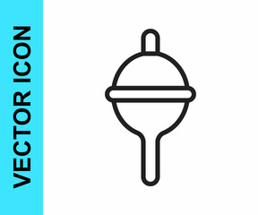 Black line Fishing float icon isolated on white background. Fishing tackle. Vector