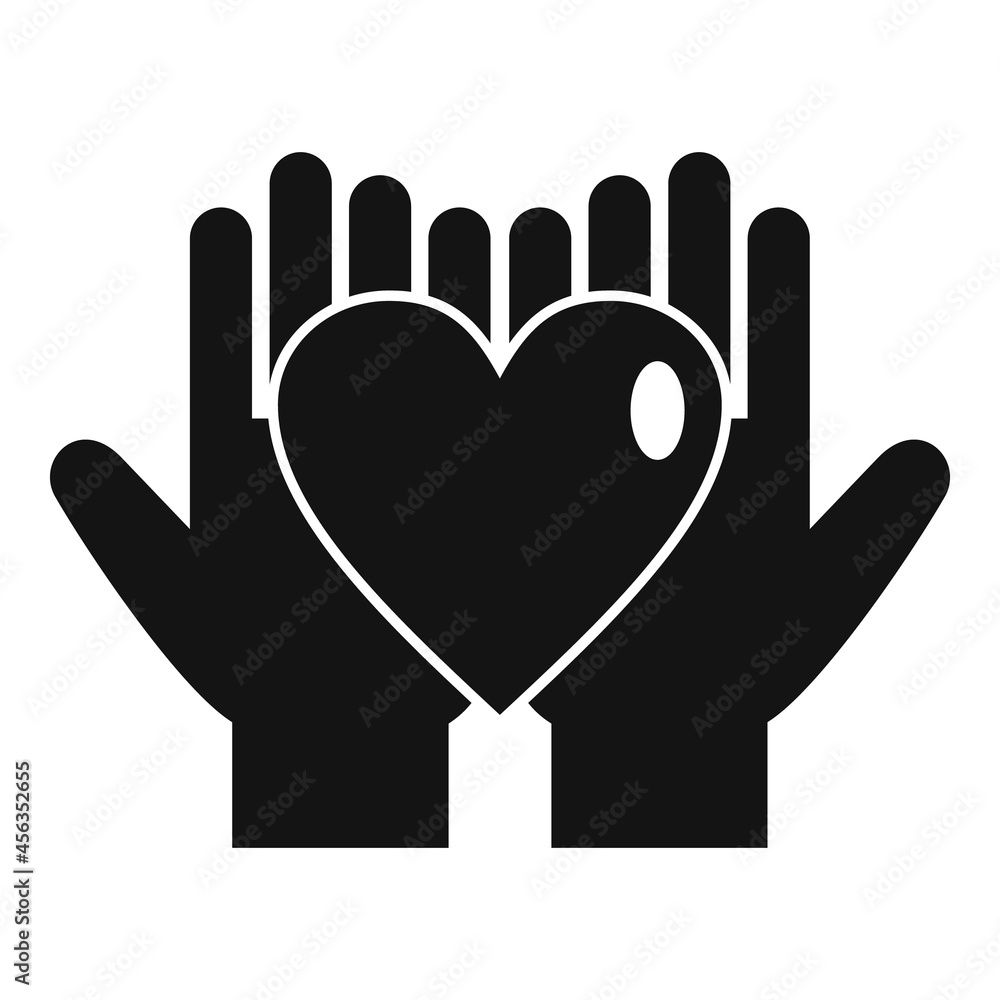 Poster Trust keep heart icon simple vector. Love hand