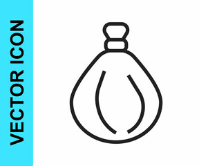 Black line Garbage bag icon isolated on white background. Vector