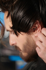 Fototapeta premium men haircut process