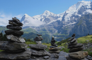 Fototapeta na wymiar Swiss Alps snowed hills of mountains lanscape.