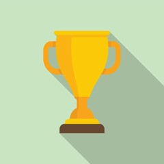 Sport gold cup icon flat vector. Winner trophy