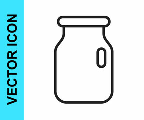 Black line Glass jar with screw-cap icon isolated on white background. Vector