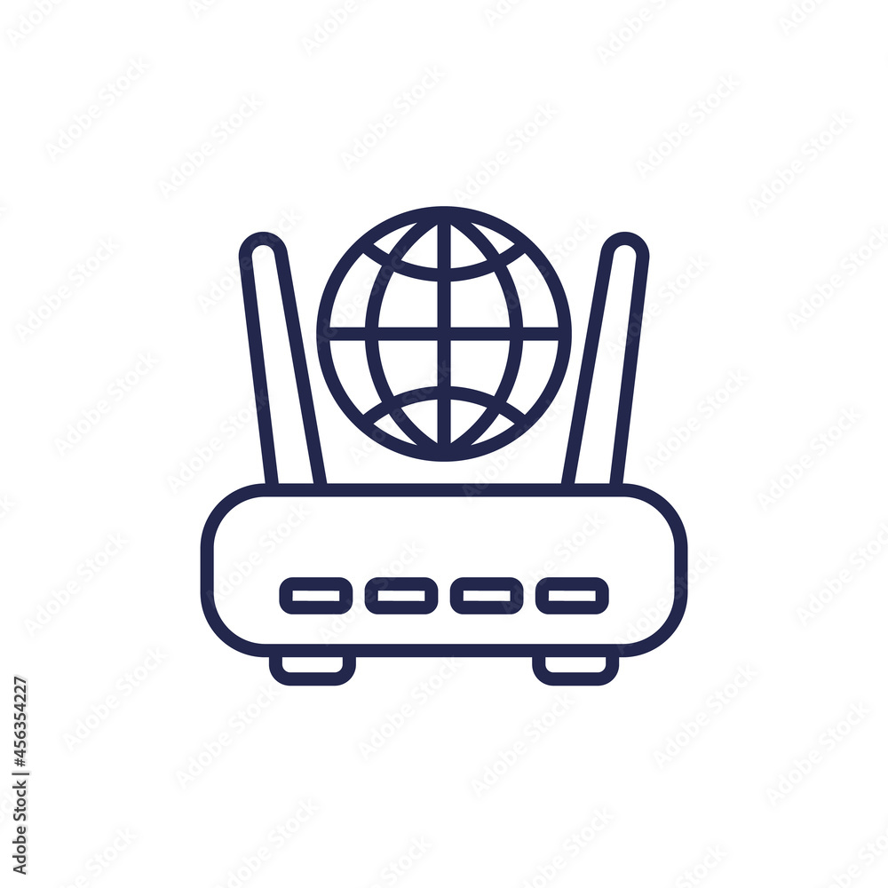 Poster router, internet modem line icon