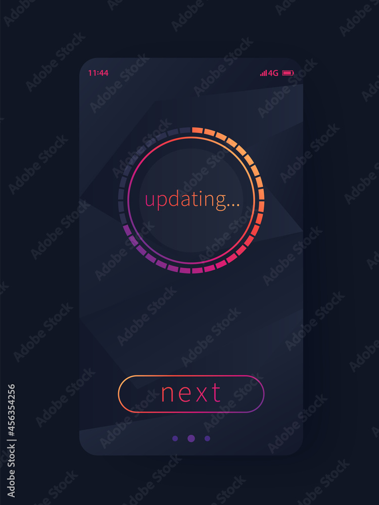 Poster progress screen, updating, mobile app interface, ui design