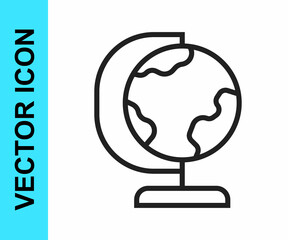 Black line Earth globe icon isolated on white background. Vector