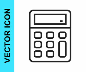 Black line Calculator icon isolated on white background. Accounting symbol. Business calculations mathematics education and finance. Vector