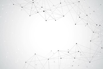 Big data visualization. Geometric abstract background visual information complexity. Futuristic infographics design. Technology background with connected line and dots, wave flow illustration