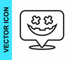 Black line Happy Halloween holiday icon isolated on white background. Vector