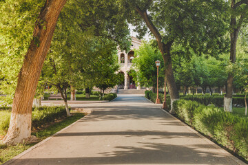 large famous complex of Etchmiadzin housing an educational seminary and Supreme Catholicos of All Armenians and a monastery in Vagharshapat.