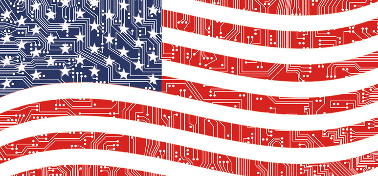 Mikrochip mit US-Flagge