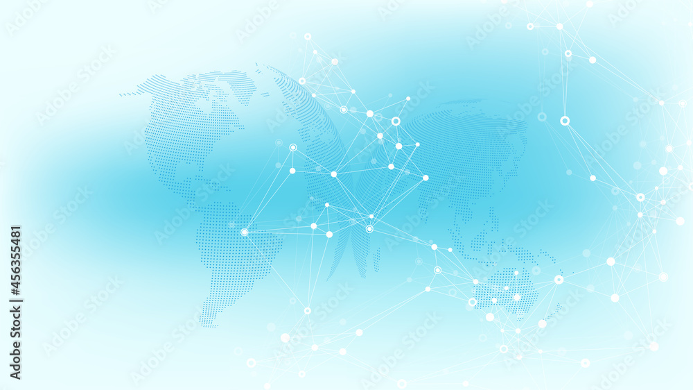 Aufkleber Technology abstract background with connected line and dots. Big data visualization. Artificial Intelligence and Machine Learning Concept Background. Analytical networks illustration