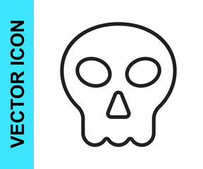 Black line Skull icon isolated on white background. Happy Halloween party. Vector