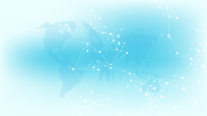 Technology abstract background with connected line and dots. Big data visualization. Artificial Intelligence and Machine Learning Concept Background. Analytical networks illustration