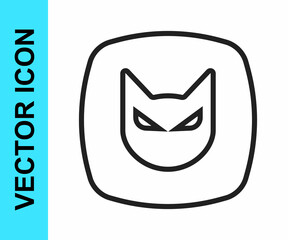 Black line Black cat icon isolated on white background. Happy Halloween party. Vector