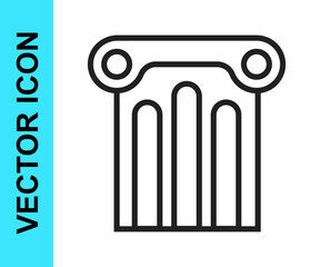 Black line Ancient column icon isolated on white background. Vector