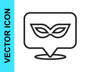 Black line Carnival mask icon isolated on white background. Masquerade party mask. Vector