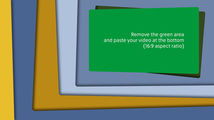 Video overlay. Removable screen template to embed your video. 16:9 aspect ratio. Paper cutout abstract style